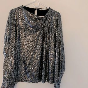ZARA Black/Silver Sequin Top size large , new